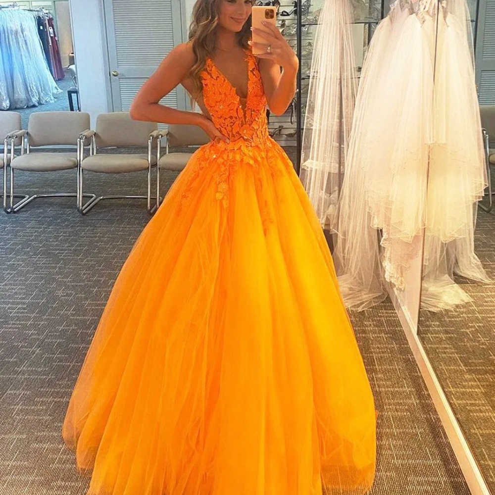 Elegant Orange Evening Gown